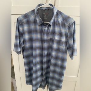 Swiss Tech Men's Short Sleeve Outdoor Shirt, Blue Plaid, M (38-40)